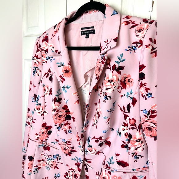New LANE BRYANT Pink Floral Blazer Colorful Workwear White Green Red Blue Crepe - Picture 3 of 12